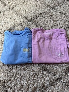 Vineyard Vines Short-Sleeve Pocket Tees in Blue & Lilac
